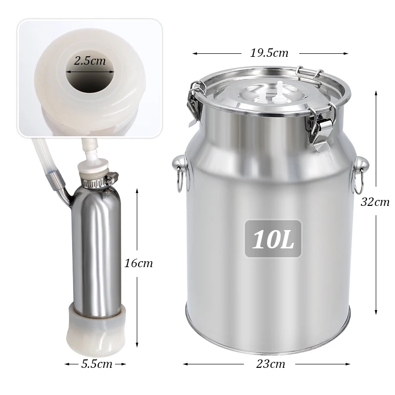 Portable 10L Operated Battery Rechargeable Single Cattle Cow Milking Machine With Pulsating Speed Adjustable  for Poultry Animal