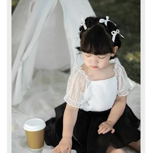 New Arrivals 2022 Summer Girls T Shirts Puff Sleeve Kids Tops Girls Sweet Toddler Girls T-shirts