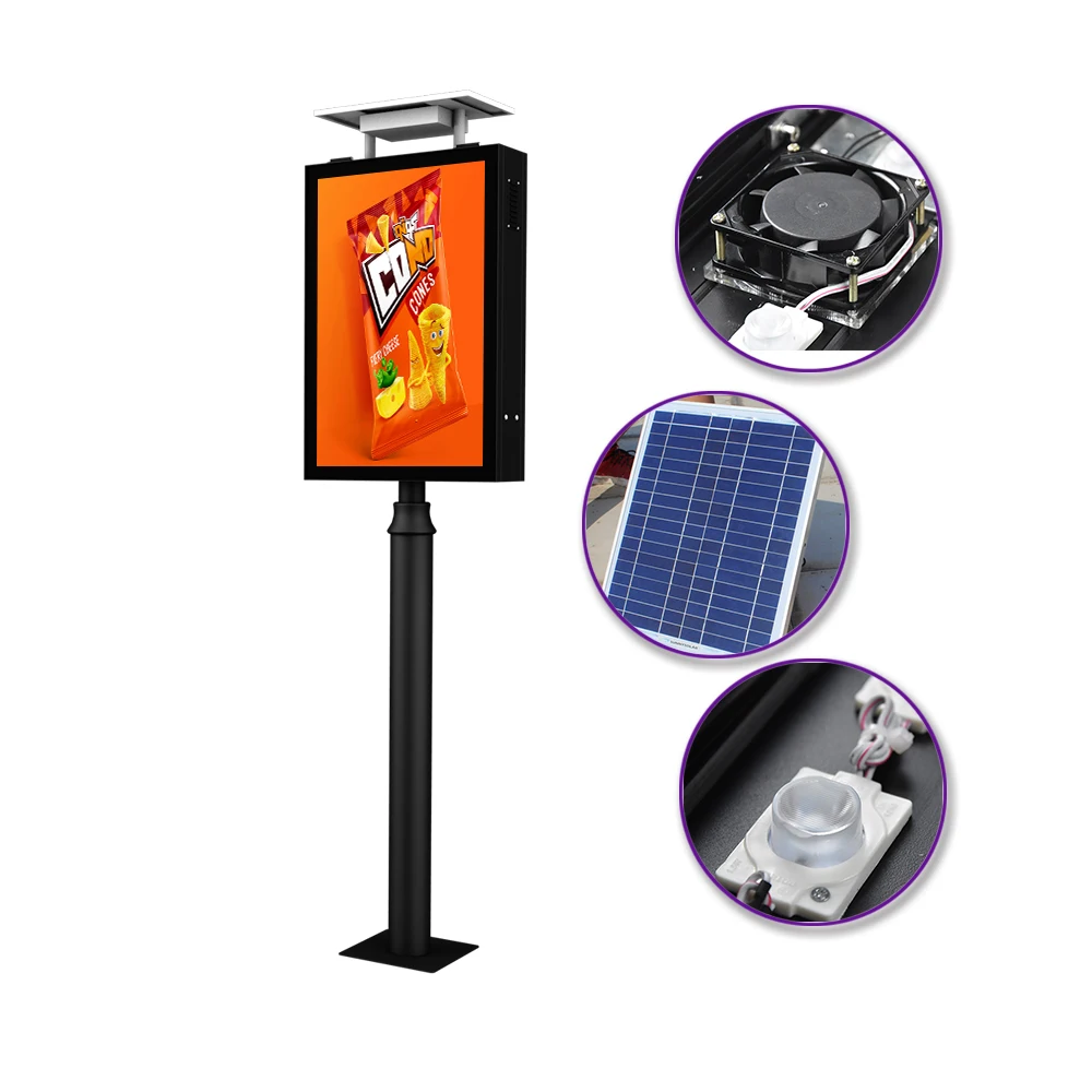 Double Side Standing Advertisement Board for Road Solar System Illuminated Sign for Street