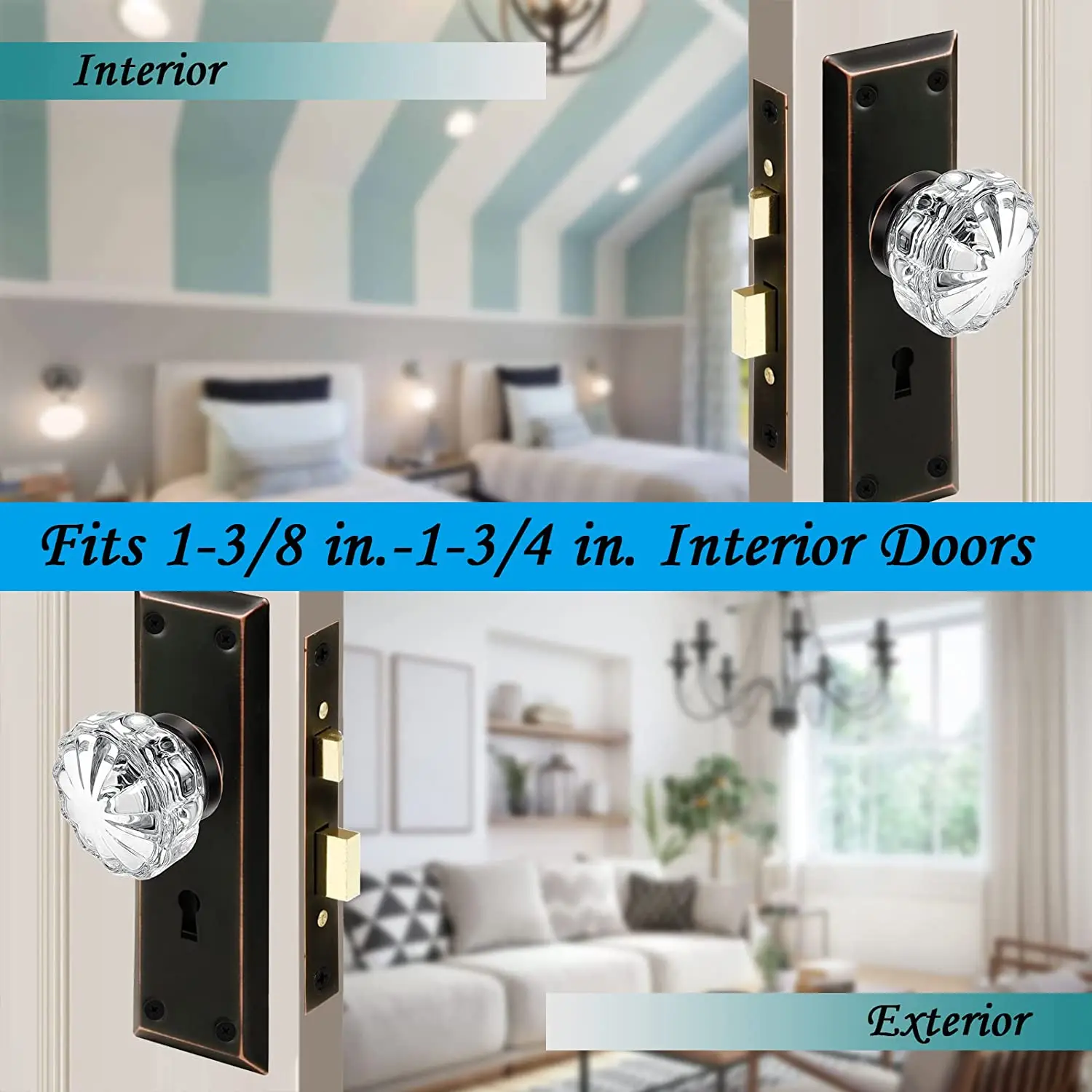 Floresita Glass Door Knobs Crystal Door Knobs With Lock Privacy