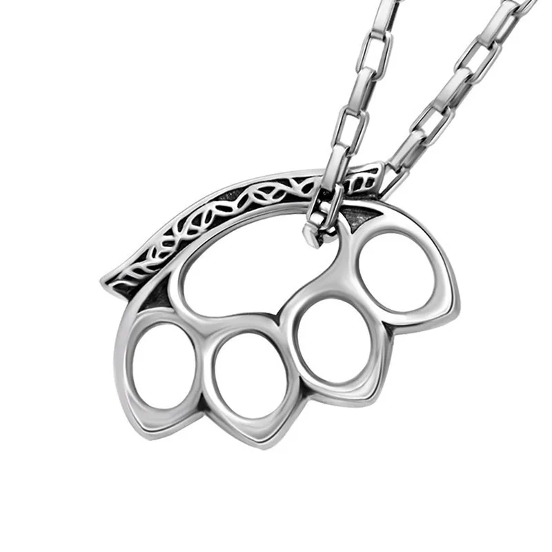 Punk Stainless Steel Knuckle Duster Pendant For Men's Chain