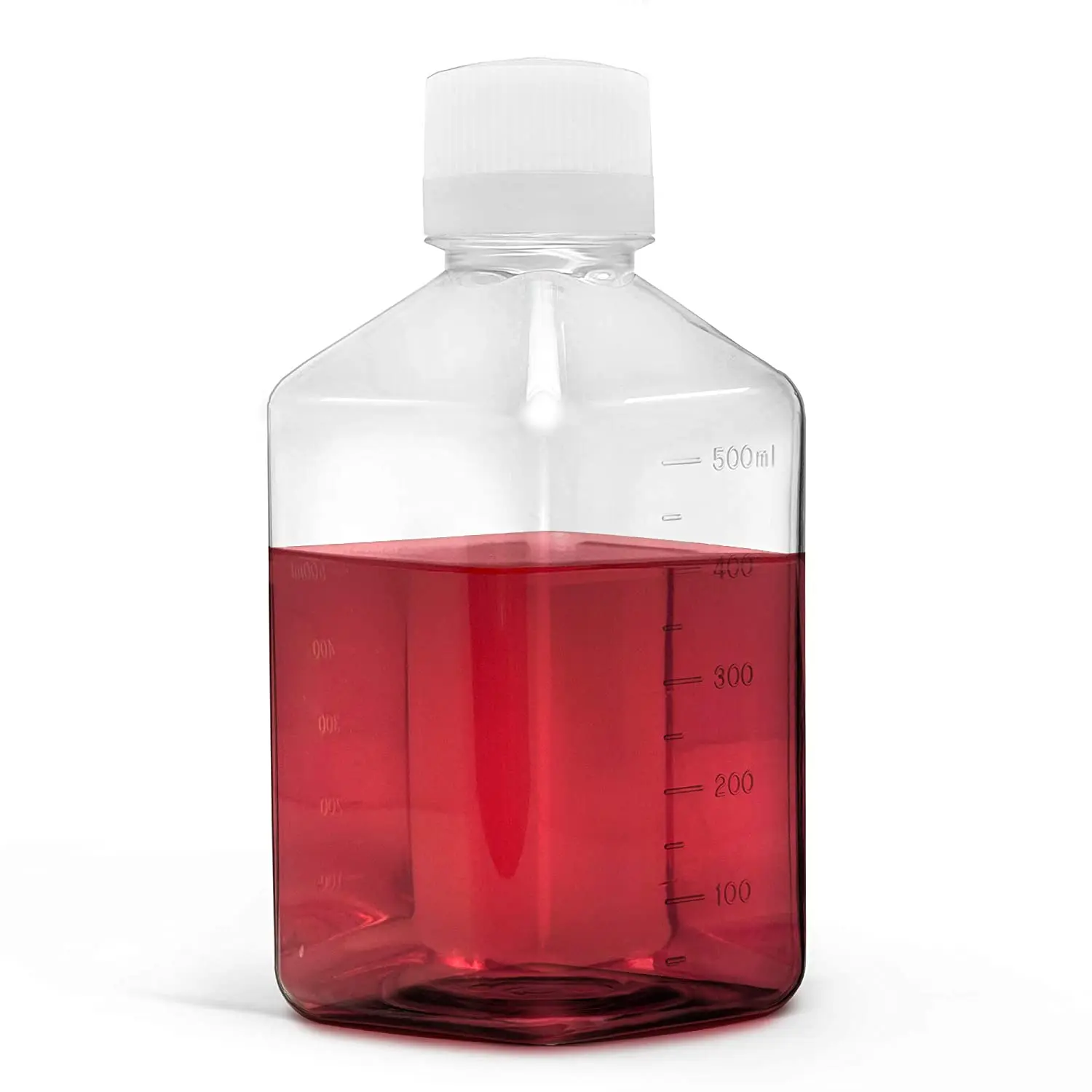 500ml Plastic Reagent Bottle Laboratory Chemical Storage Clear Graduated Square Polycarbonate Plastic Leakproof Bottles
