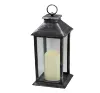 Grey Vintage Style Plastic Lantern with LED Candle
