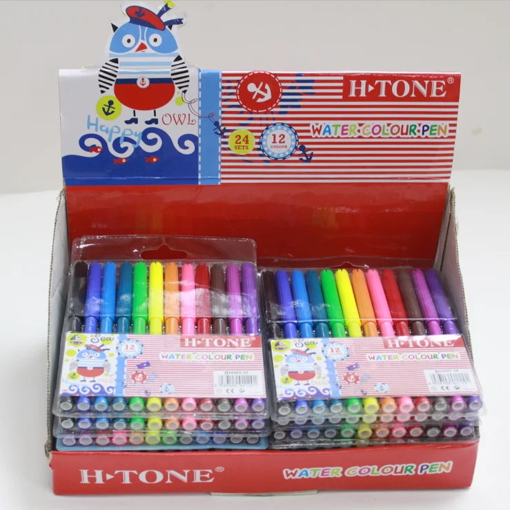 Promotion Student Color Art Marker 12 Colors School Supplies Painting Water Color Pen for Kids Fine Tip Pens Safety Drawing Tool
