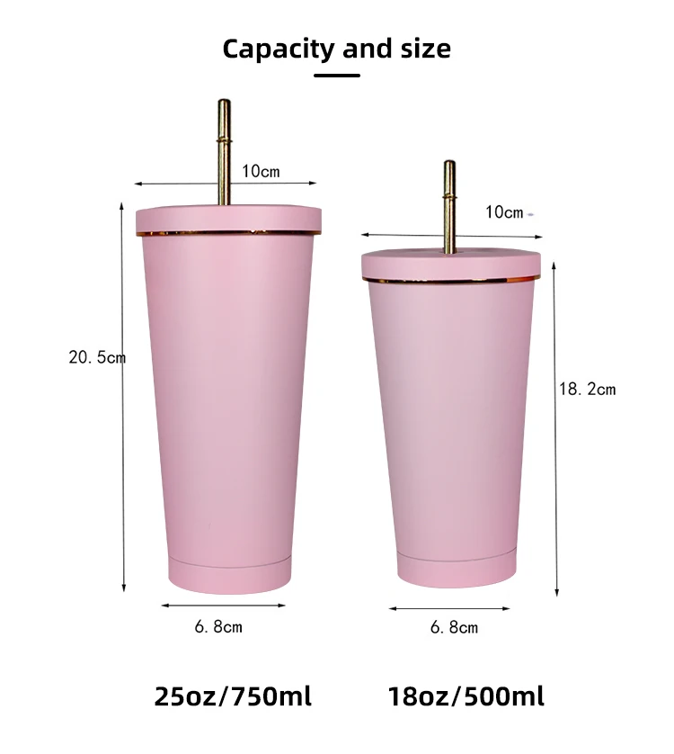 Stainless steel drinking cups coffee mug with lid double wall vacuum insulated tumbler with straw sippy cup