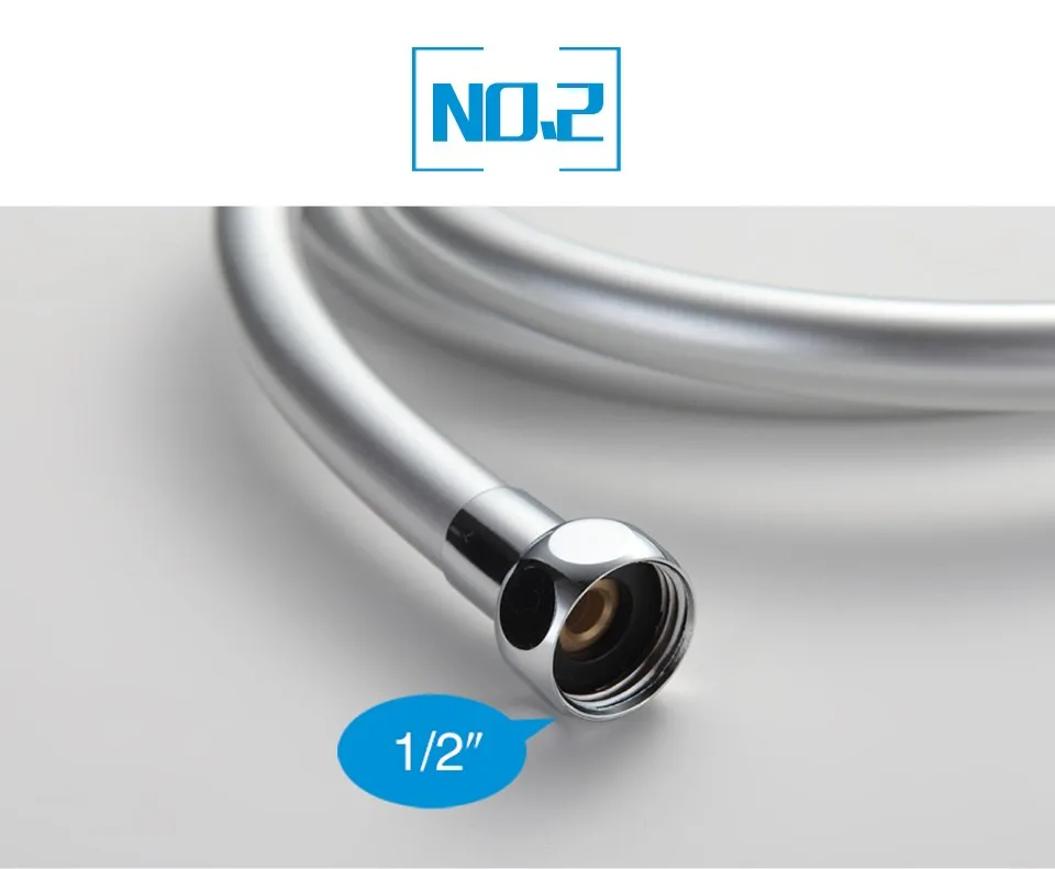 Gappo Bathroom Flexible Shower Hose Soft Rubber Sliver Color 1.5m G47