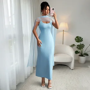 2026 European American Foreign Trade Spring Summer New Solid Color Slim Sling Dress Fashion Sexy Leisure Polyester High Waist