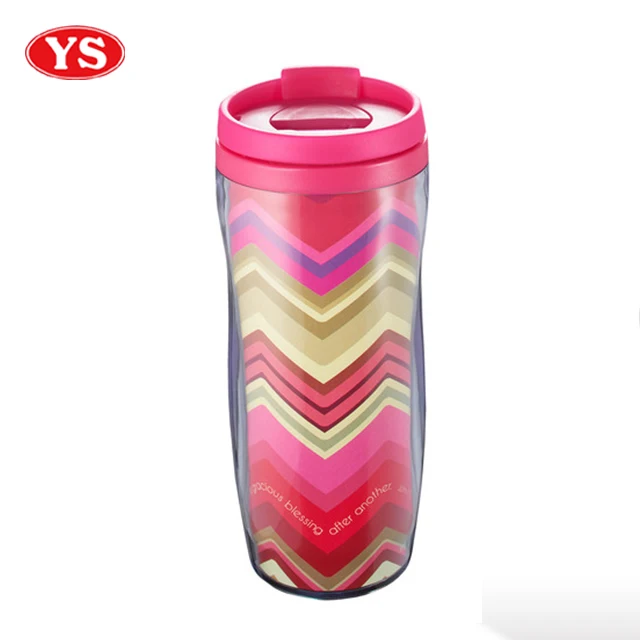 350ml Double Wall Custom Plastic Drinking Coffee Tumbler with Leak Proof Lid