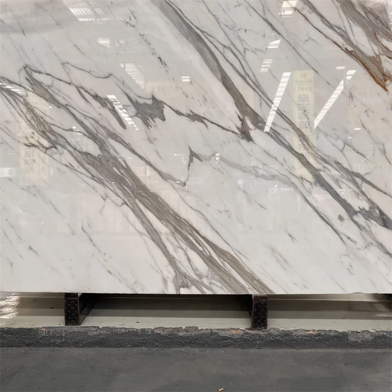 High Quality Polished Calacatta White Marble Slab With Grey Veins For Hotel And Home Wall Floor Decor