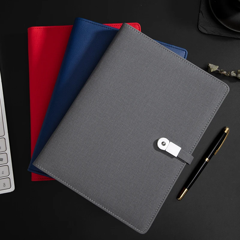 Professional Customized Notebook Organizer With LED Light Logo 8000 Power Bank and Wireless Charger Agenda Portfolio USB Flash