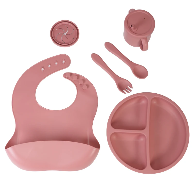 Nouvelle arrivée Écologique Non toxique Forte Ventouse Ensemble de Cuillère et Bol Tétine pour Bébé en Silicone