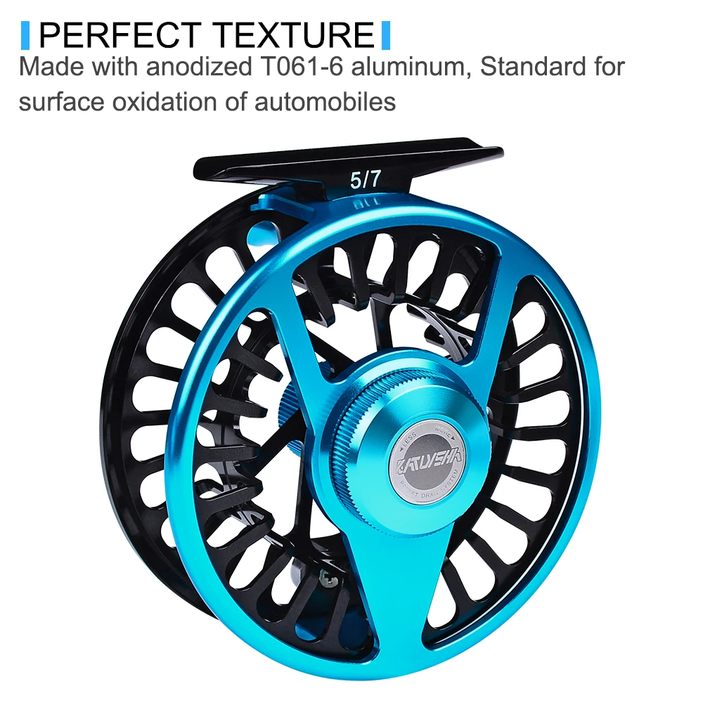 aluminum fly reel handle CNC Machine Right & Left Handle Fly Reel Aluminum Fly Fishing 5/7 7/9 9/10  WT Wheel Blue & Black Color Fly Fishing Reel