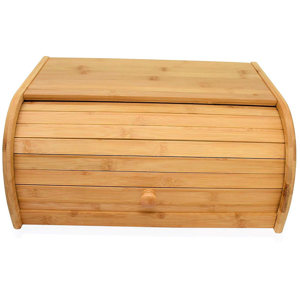 Luxury Kitchen Bamboo Food Storage Box Bread Container Bamboo Bread Box