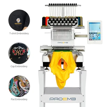 PROEMB Best Servise Single Head Computer Embroidery Machine Multi Function High Speed Cap T-shirt Garment Embroidery Machine