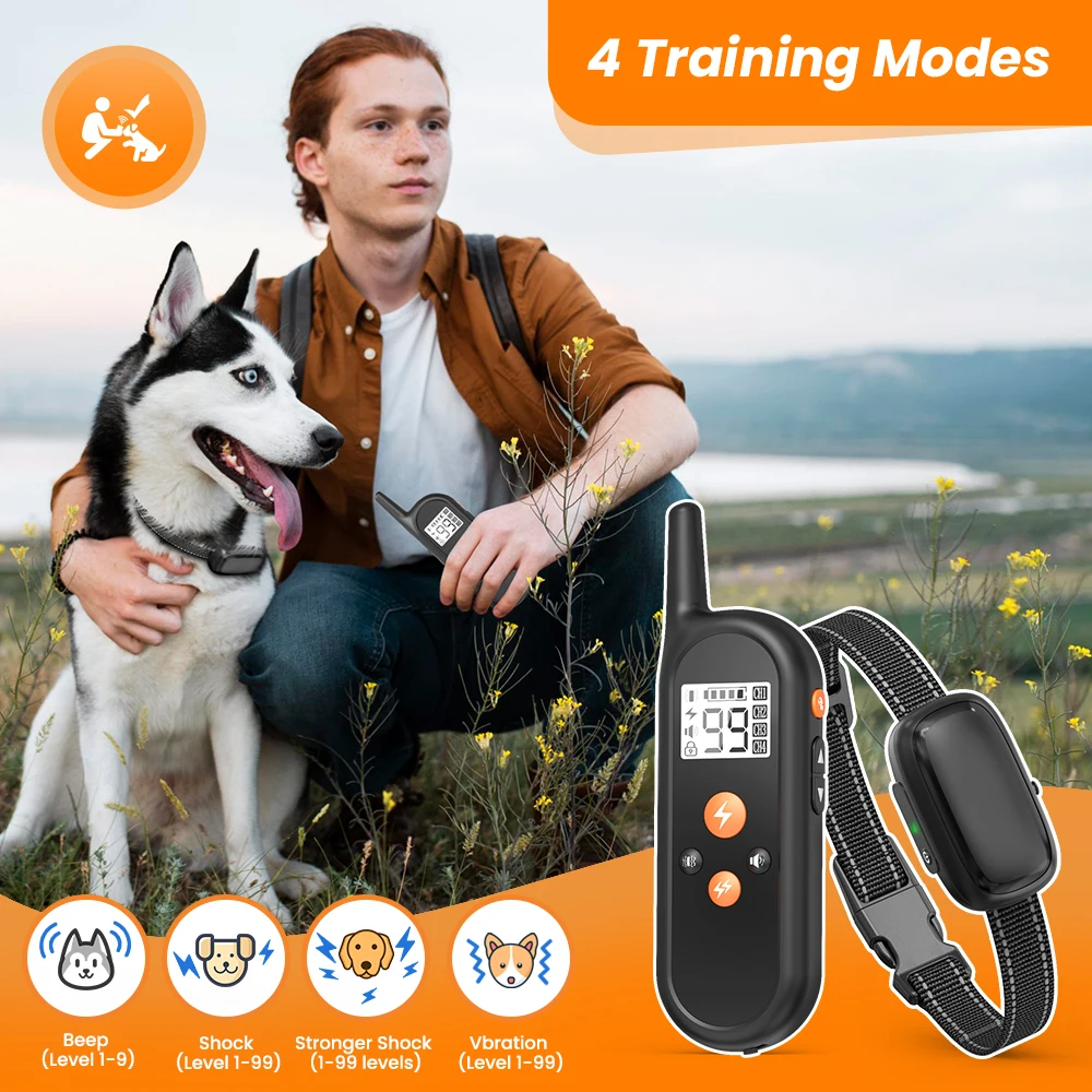 Tize Newest Rechargeable Train Dogs Shock Collar 300M Remote Dog Training  Collar With Led Display