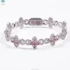 Bracelet trèfle moissanite blanc-rose