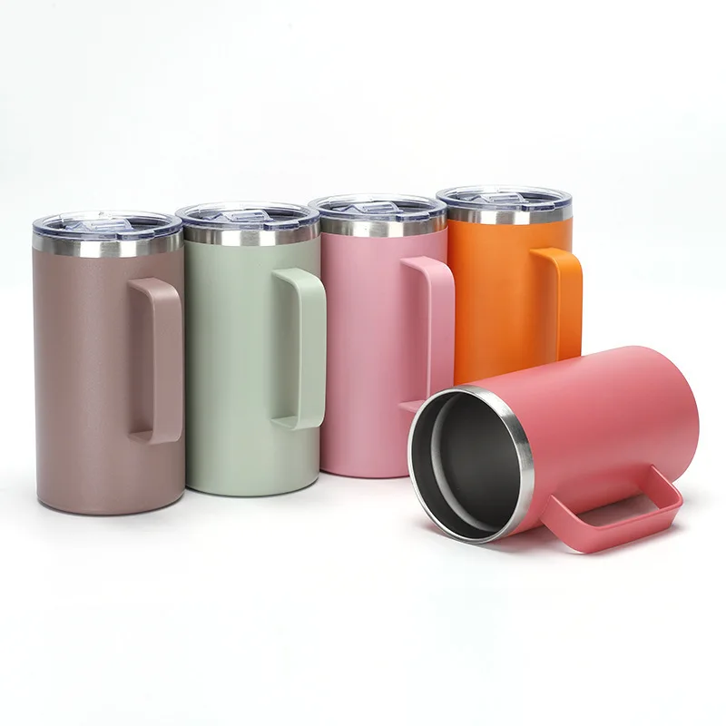 New design long vacuum cup for beer coffee icy cold stainless steel double wall thermal coffee mug with lids metal vacuum mugs