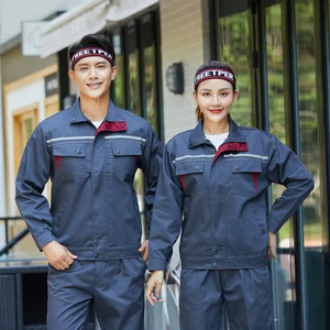 High Quality 20% Cotton Autumn Long Sleeve Wear-proof Working Clothes Working Uniform With Zip Reflective Work Uniforms