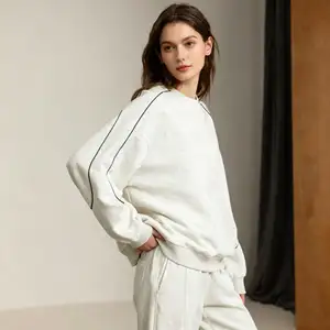 Autumn Spring Unisex Gray Sweatshirt-Three Black Stripes Comfortable Casual Pullover Quick Dry Anti-Wrinkle Waterproof