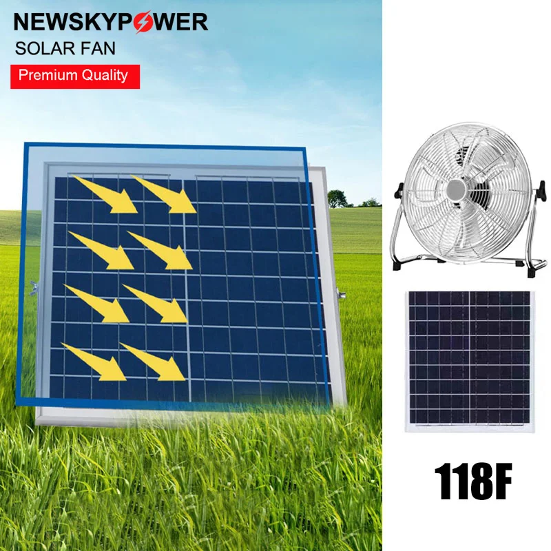 Model Solar Panel Fan 12000mAh Solar Powered Fan 10 Hours Operation 12 Wind Speeds Adjustable ...
