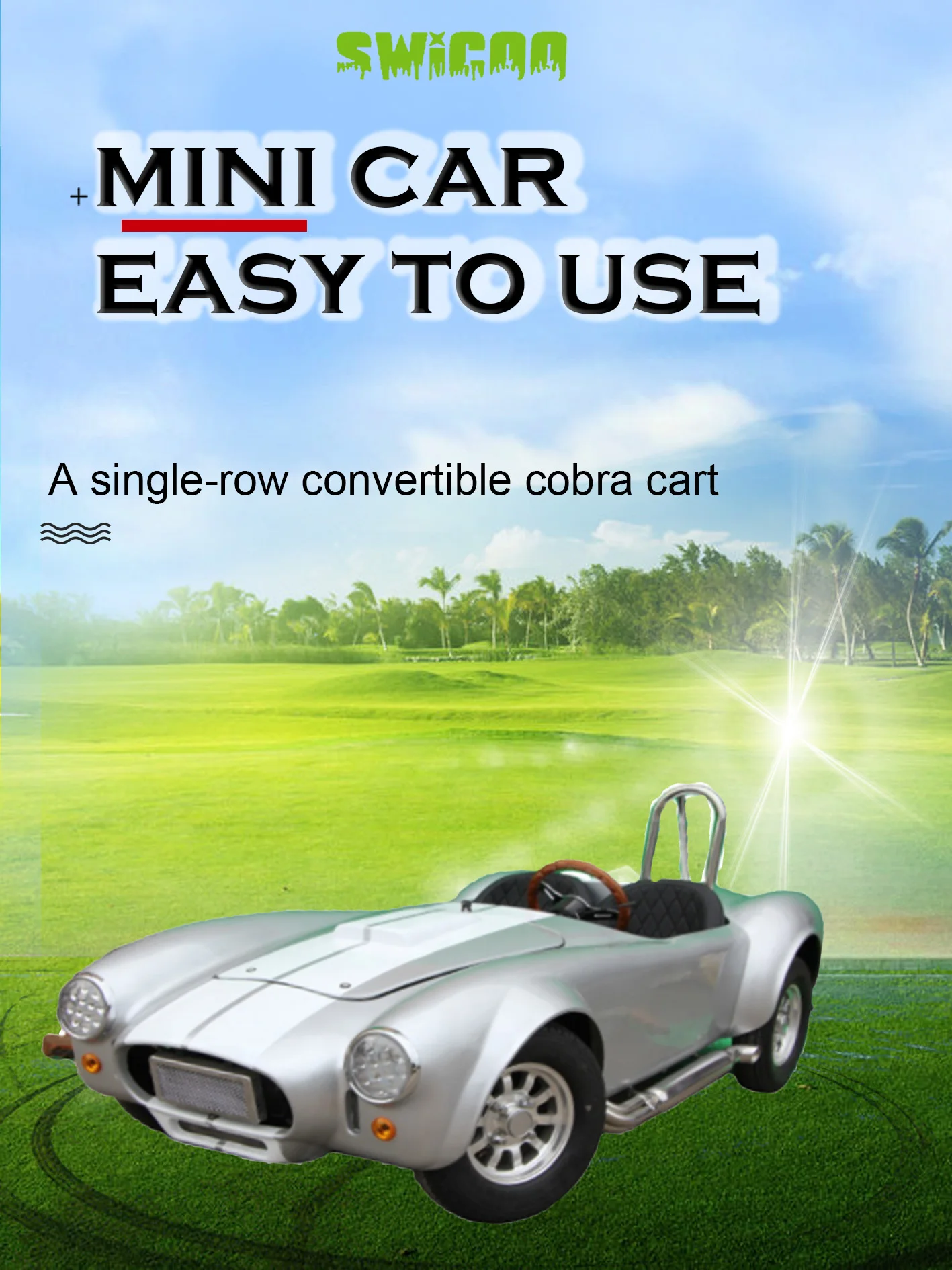 Mini Hotrod 150cc Mini Cobra Golf Cart Brushless Motor 2 Seater Mini