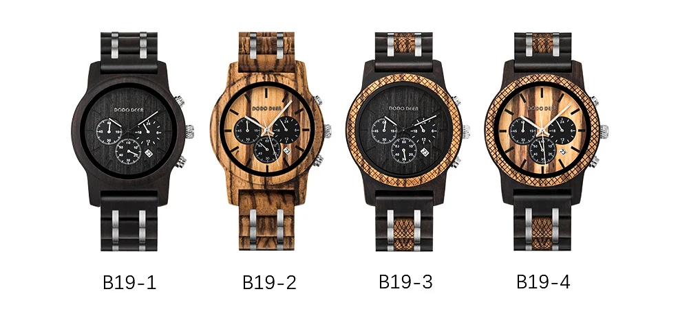 DODO DEER Men's Chronograph Wooden Watch with Natural Wood Bracelet - Eco-Friendly Timepiece