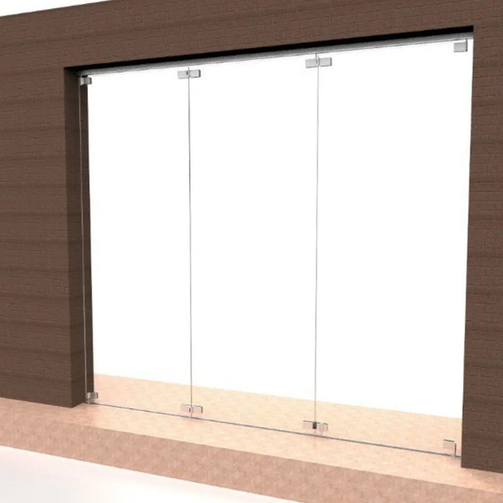 Frameless Glass Partition Clamp Sliding Folding Door Frameless Movable Glass Partition Wall