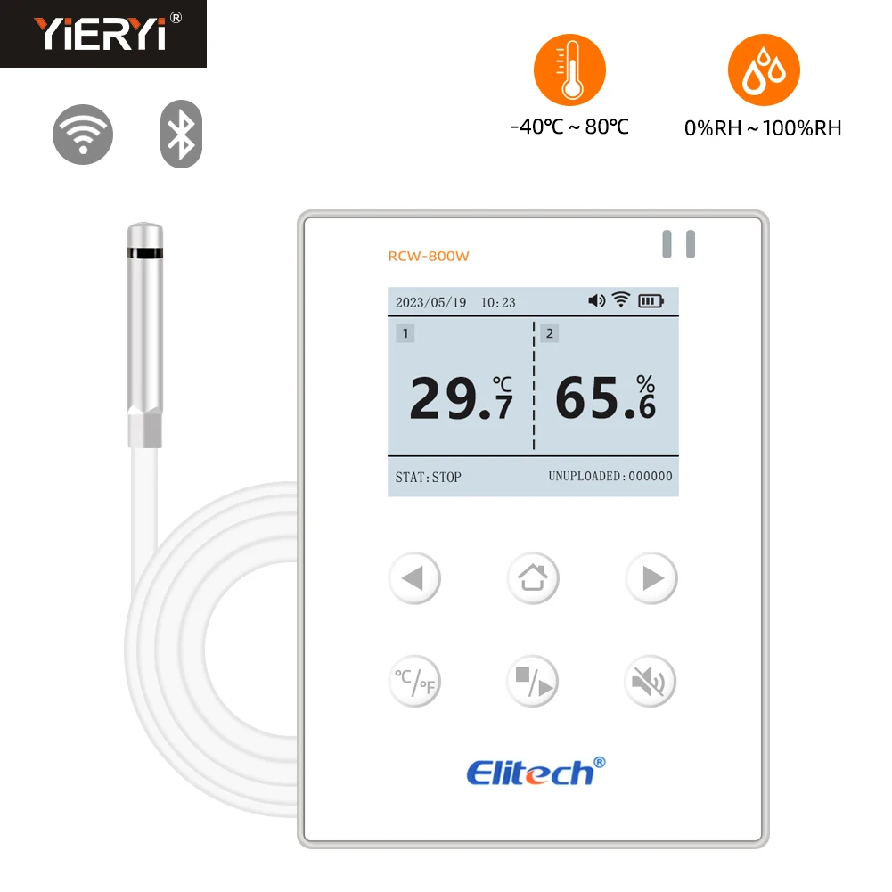 Newest Elitech RCW-800WiFi Temperature and Humidity Data Logger Wireless Remote Monitor - Both 2.4GHz and 5GHz Supported