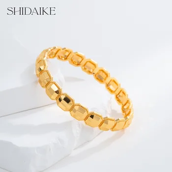Elegant Open Design 24K Gold Plated Zircon Brass Fashion Charm Bracelet Custom Option Available for Ladies Wholesale