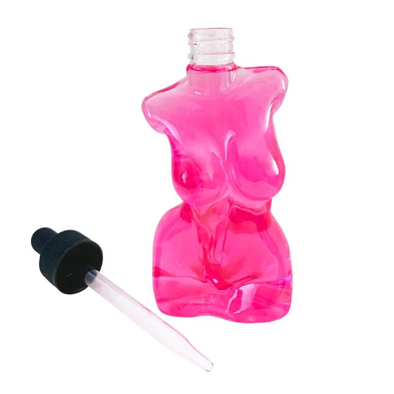 Luxury Clear 120 ml Cosmetic Dropper Bottle Female Body Shaped Plastic  Bottles With Droppers