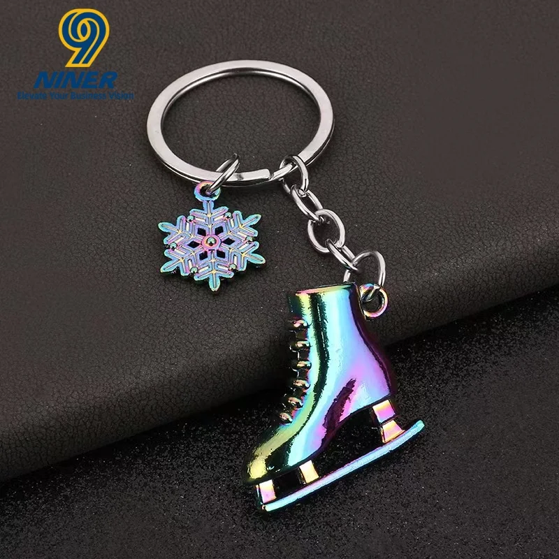 Winter Sports Ice Skating Keychain Pendant, Corporate School Gift Customization Logo, Sports Enthusiast Gift preview 2