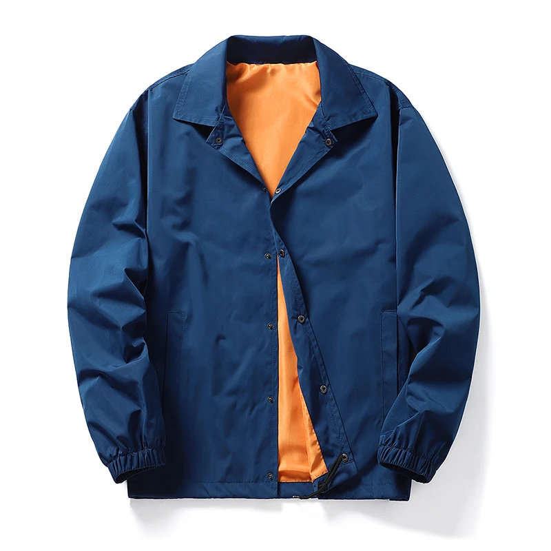 Practical Waterproof Lapel Collar Windbreaker Elastic Hem Men's Custom Jacket Manufacturer_voghion.com