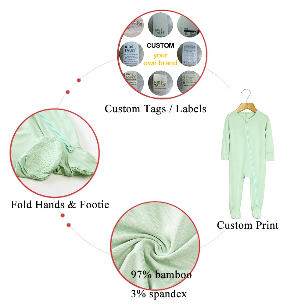 Bamboo Baby Romper Double Zipper Custom Print Clothing Newborn Infant