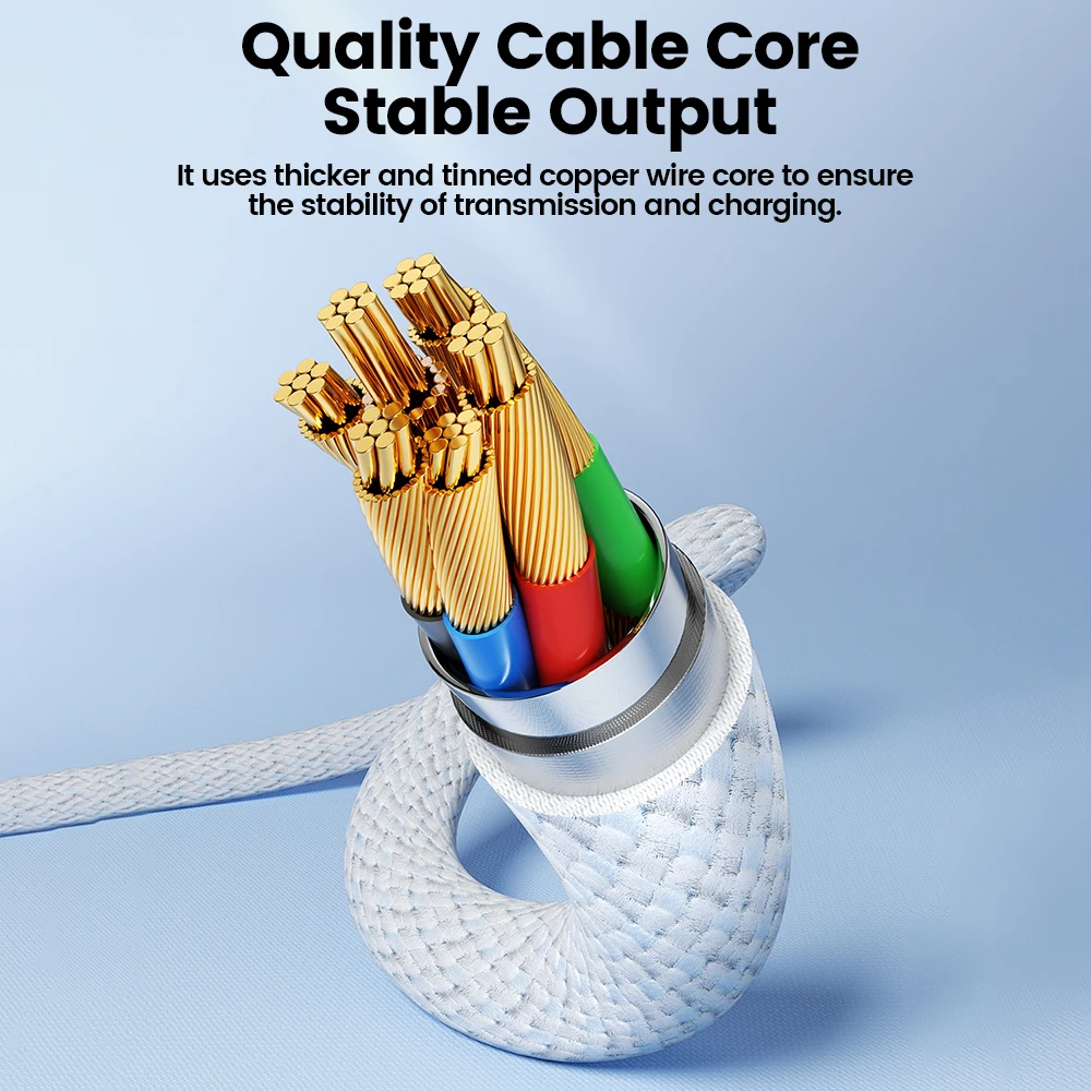 Toocki Usb C Data Cable Wire Roll 4 Core Usb Type C Cable 3A Fast Charging Cable Usb Tipo C for Samsung Phone