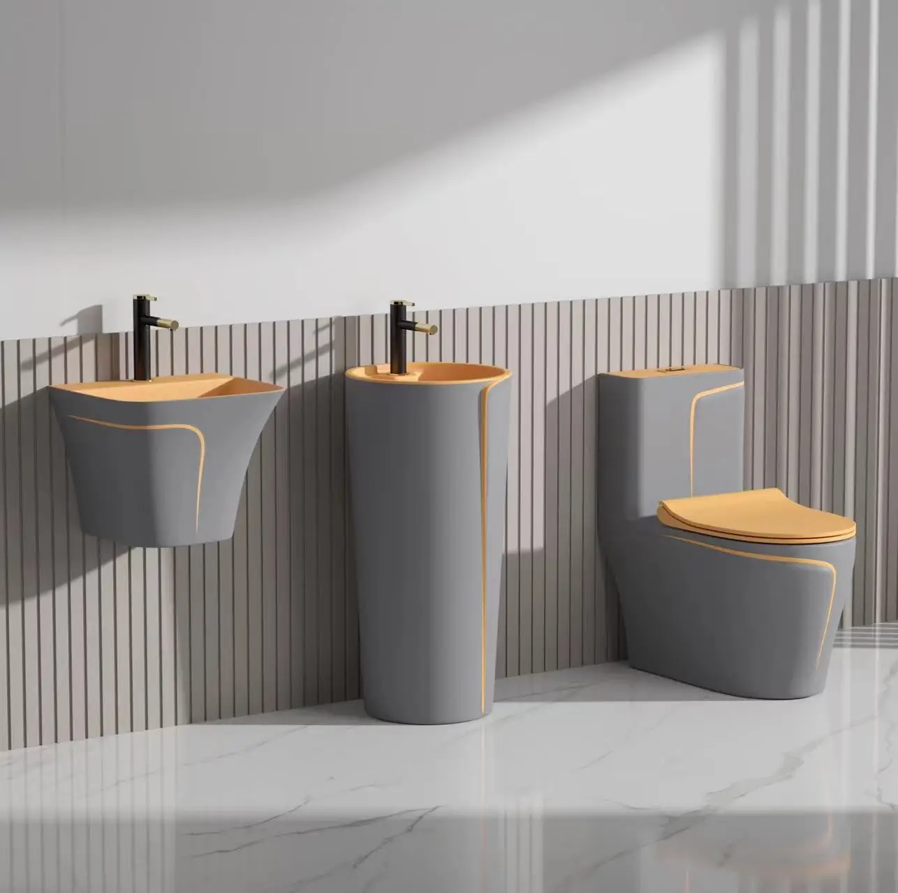 Arabic Luxury Sanitary ware Bathroom Water Closet Wc Gold Grey Water Closet One Piece Toilet Bowl supplier