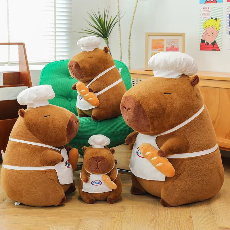Chef Capybara Plush Toy in Various Sizes Gift Selection Fabric Soft Children's Companion Doll