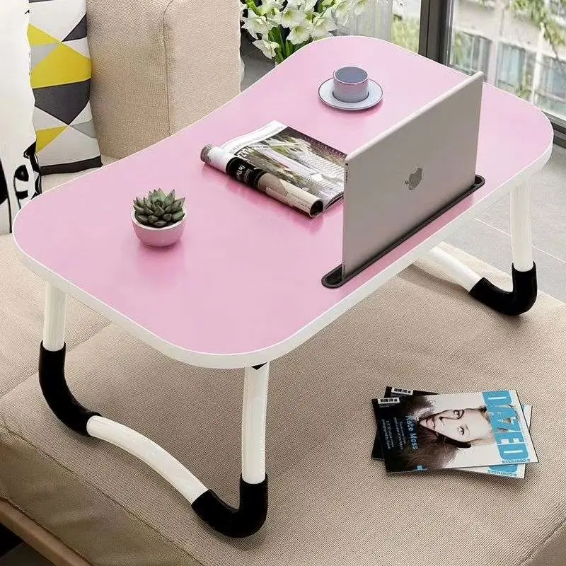 Mesa Plegable Madera Portatil Notebook Cama Desayuno Rosado N