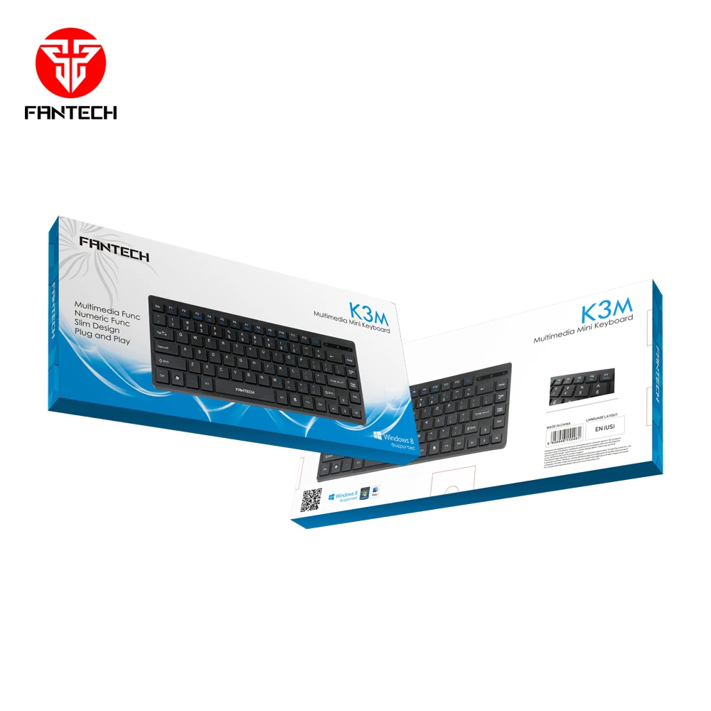 New Compact Design Multimedia TKL Office Keyboard Fantech K3M 87 Keys Multimedia Mini Slim Design Keyboard