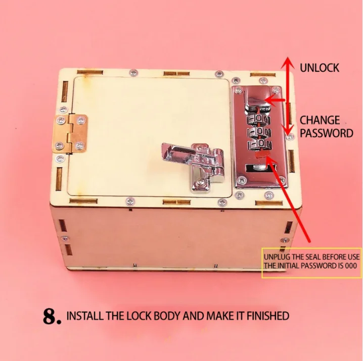 Mechanical Combination Lock DIY Model Kits Science Toys for Children Manual Assembly Password Box DIY Kit Wooden Toys Education