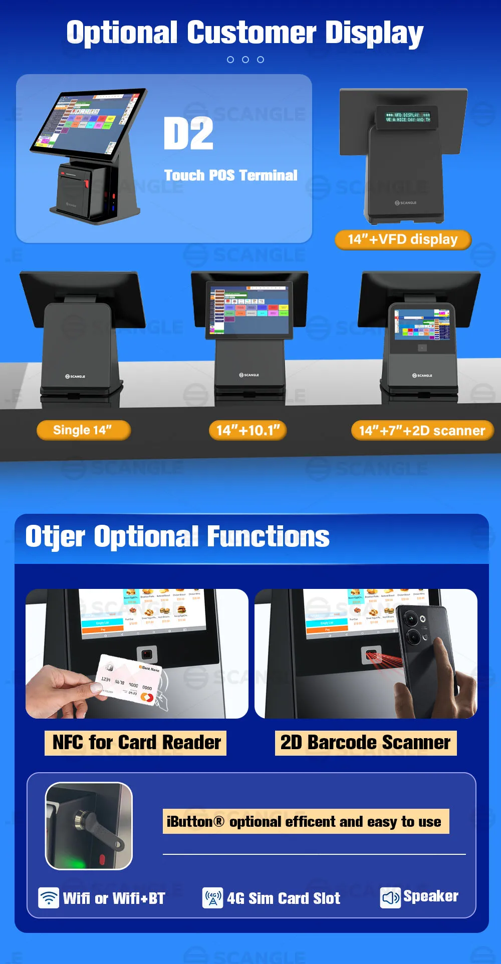 Scangle D2 Touch POS Systems with 80mm Printer for Windows & Android