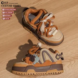 2026 CEOX New Brands Designer Trend Skateboard Shoes Custom Logo Plaid Pattern Breathable Low Top High Quality Leather Material