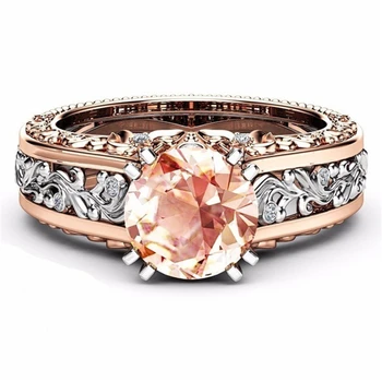 Diamond Ring Peridot Style Women's Big Ring Color Separation Diamond Gemstone Jewelry Anillos Rose Gold 925 Silver De Female 14K