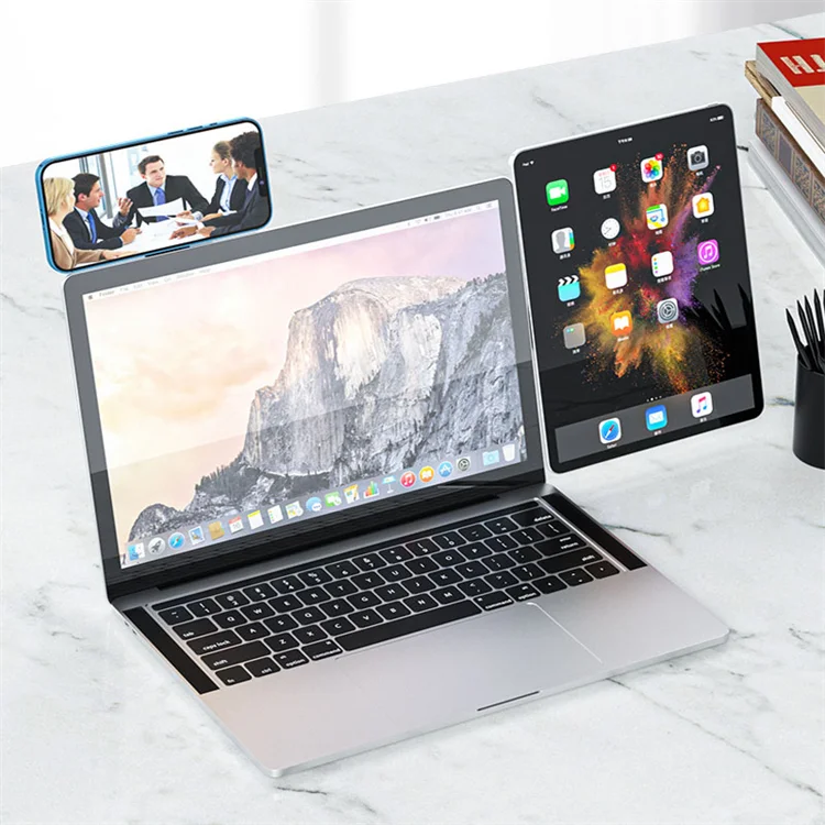 Aluminium Computer Accessories Folding Magnet Bracket Mobile Cell Phone Stand Stick To Laptop Side Mount Holder