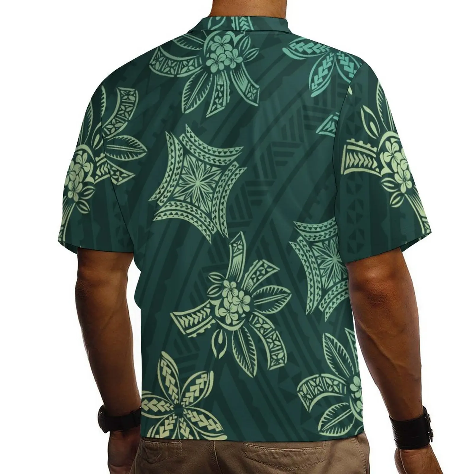 Navy Blue Polynesian Samoan Tattoo Designs Summer Short Sleeve Shirt   H43cdede1ae624d2183864d02fa1008b41 