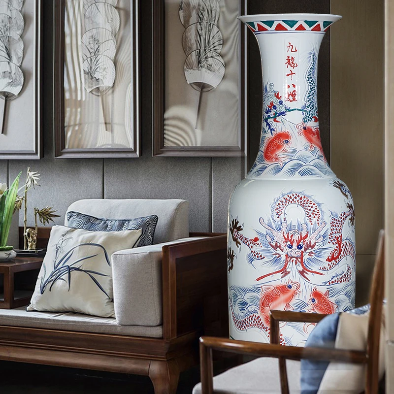 巨大な花瓶 中国  置物 Amazon.co.jp: 景徳鎮 特大花瓶「四神相応吉祥山水」[中国/高級