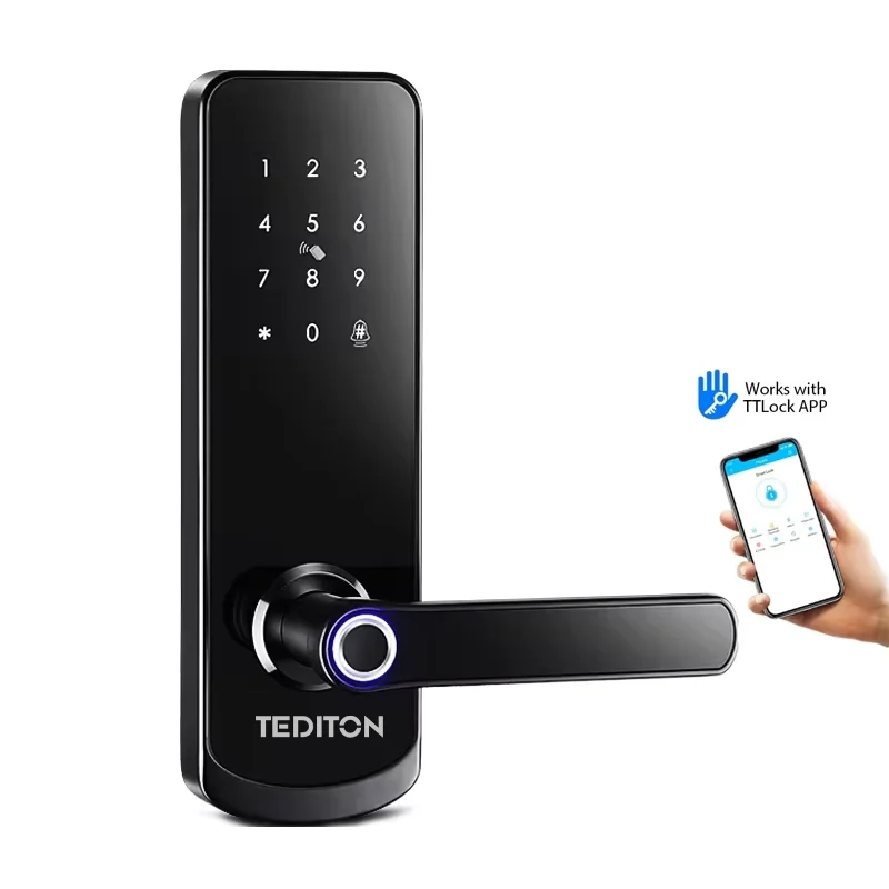 Tediton Digital Electric Fingerprint Handle Smart Door Lock With TTlock APP