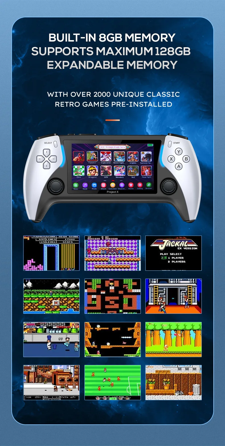 2025 Newly Released Portable Retro Video Game Players PSP Video Game Consoles Big Screen 4.3 Inch Project X Pro FC GBC MD