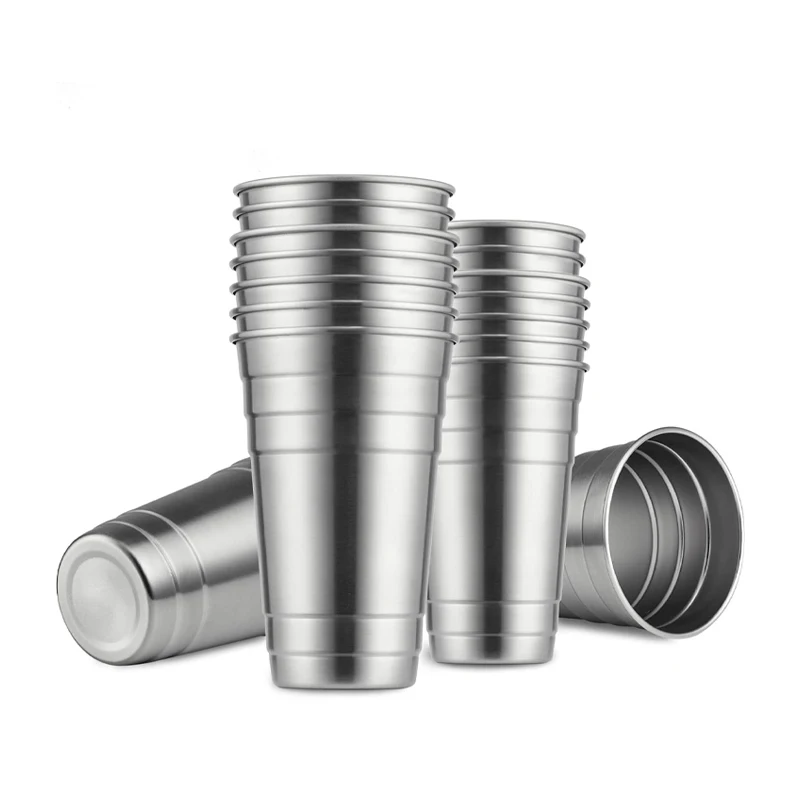 12oz Unbreakable Party Cups Metal Beer Glasses Tumbler Stainless Steel