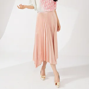 High Quality Women's Vintage-Style A-Line Skirt Natural Waistline Pleated and Loose With Elastic Wavy Irregular Design