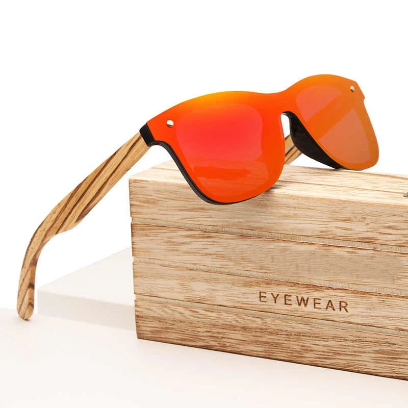 Custom Logo UV 400 Polarized Wooden Sunglasses for Men display picture 1